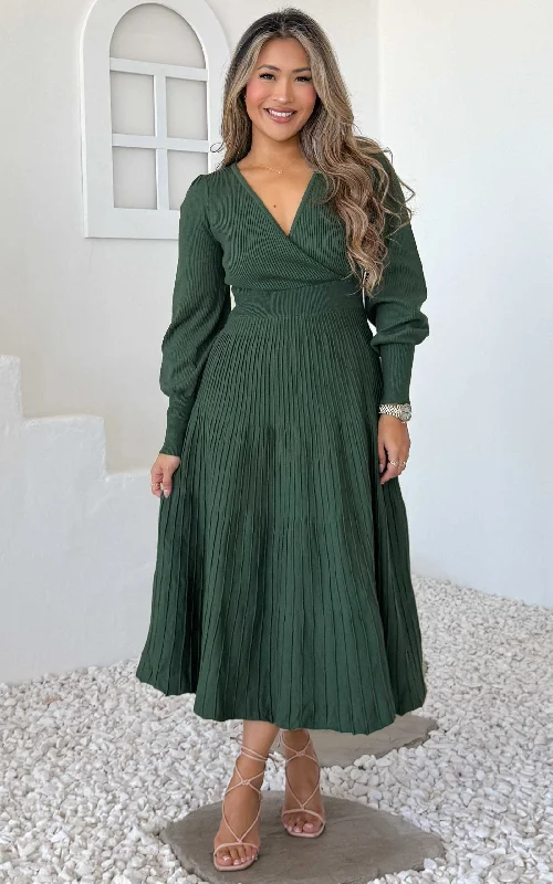 Bargain Blast Toska Knit Midi Dress - Emerald
