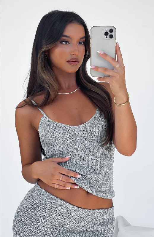 Price Fest Love Galore Sequin Knit Top Grey