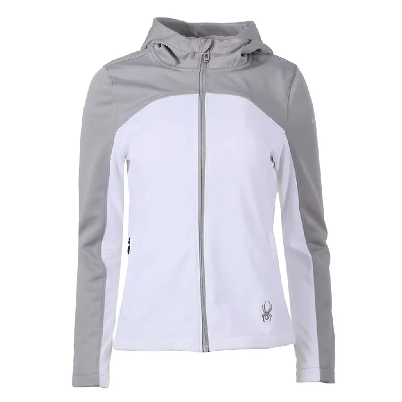 Price Reduction New Women's Spyder Alyce Softshell Jacket with Hood White Alloy - MSP$149 Price Reduction New Women's Spyder Alyce Softshell Jacket with Hood White Alloy - MSP$149