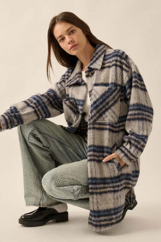Hurry In Into the Woods Wool-Blend Plaid Shacket