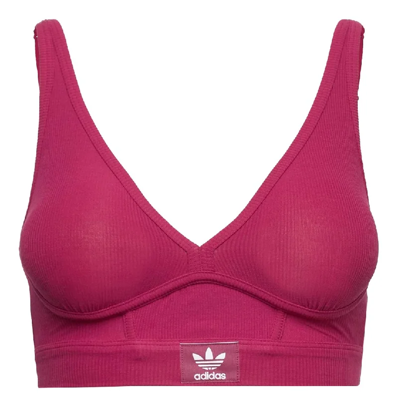 Quick Sale adidas - Women's Adicolor Flex Ribbed Cotton Two-Ply Plunge Brami Bra (GB7803)