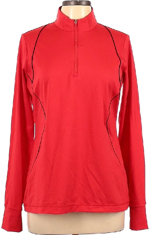 Clearance Event EP NY Red Zip Mock Golf Pullover w/ Black Trim Size L MSP$85