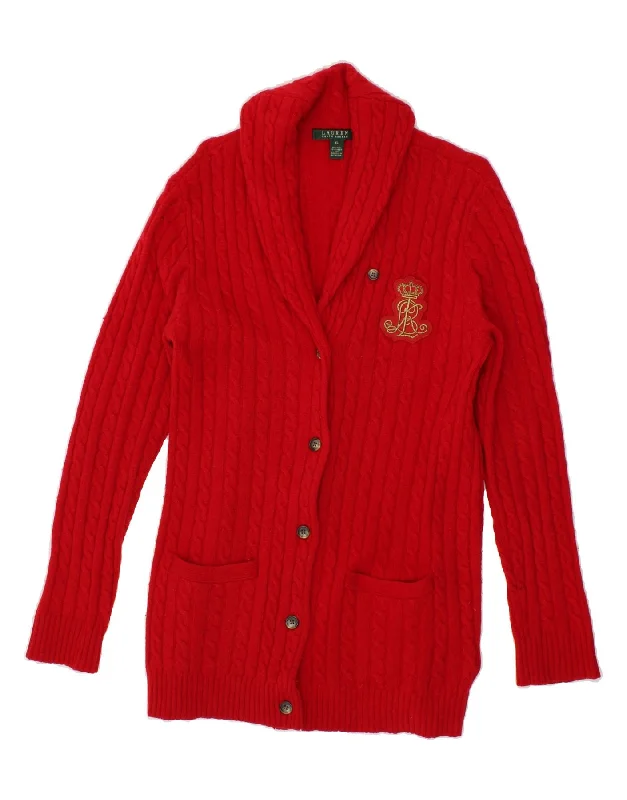 Limited Quantity RALPH LAUREN Womens Longline Cardigan Sweater UK 18 XL Red Wool