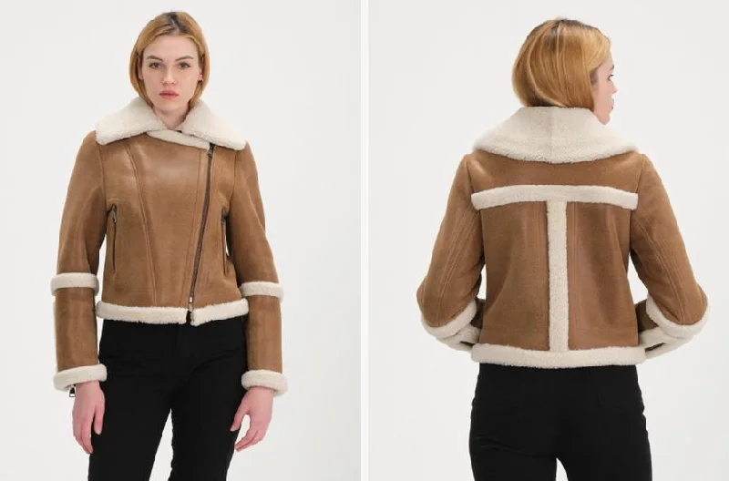 Special Discount Woman's Leather and Colored Shearling Jacket