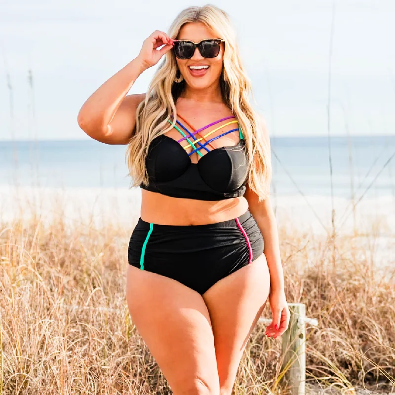 Can't Miss Sea You Later Swim Top, Black