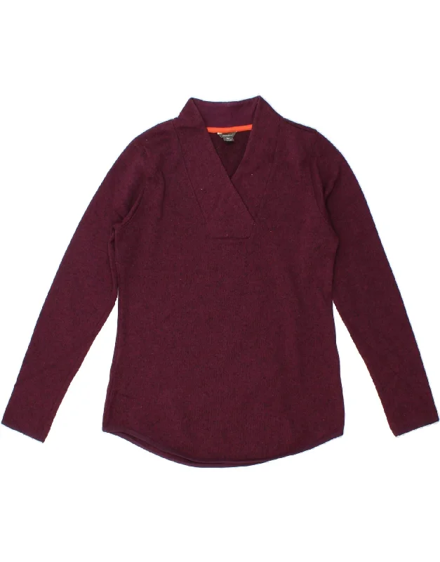 YEAR-End Sale EDDIE BAUER Womens V-Neck Jumper Sweater UK 14 Medium Burgundy Polyester