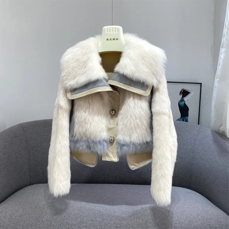Huge Savings 23 new winter young wool short imported Haining slim fur coat Tuscan fur one-piece for women