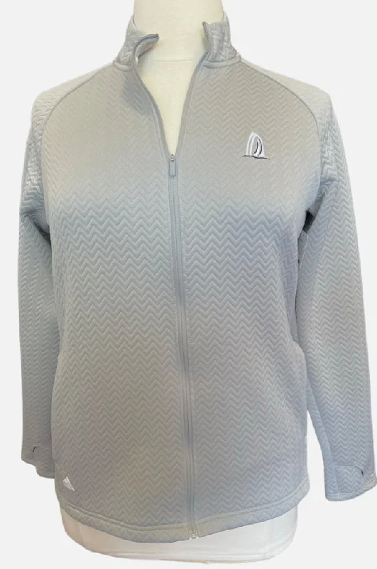 Savings Event Adidas Gray Full-Zip Textured Golf Jacket w/ Logo Size XL MSP$70