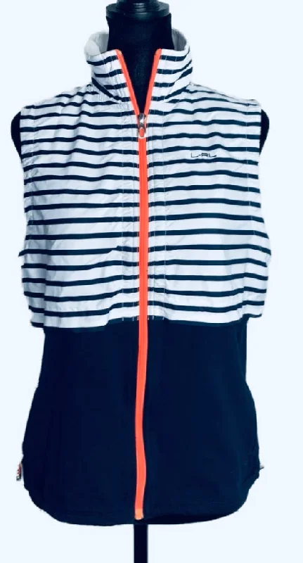 Markdowns Ralph Lauren Women's White & Navy Striped Golf Vest Size S MSP$128