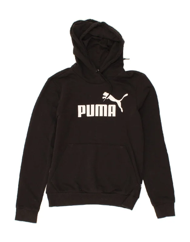 Special Price PUMA Womens Graphic Hoodie Jumper UK 10 Small Black Polyester