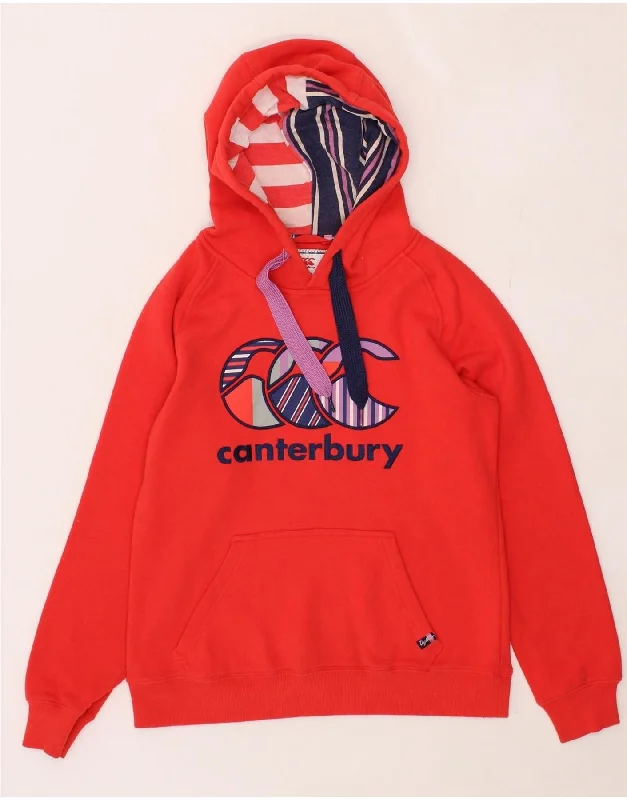 Exclusive Savings CANTERBURY Womens Graphic Hoodie Jumper UK 10 Small  Red Cotton