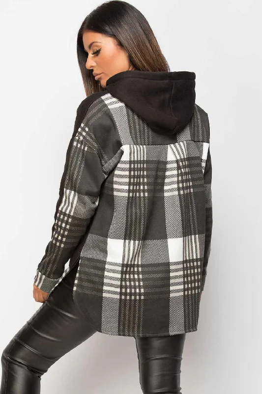 Best Bargains Black Check Hoodie 2 In 1