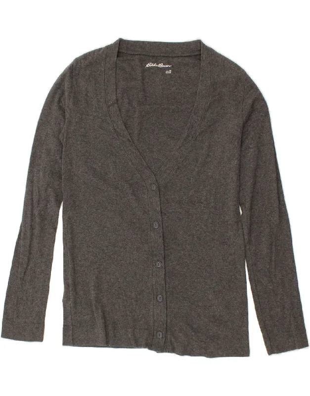 New Markdowns EDDIE BAUER Womens Cardigan Sweater UK 6 XS Grey Cotton