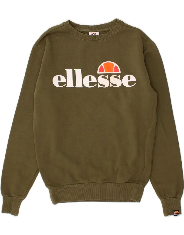 Exclusive Savings ELLESSE Womens Graphic Sweatshirt Jumper UK 6 XS Khaki Cotton