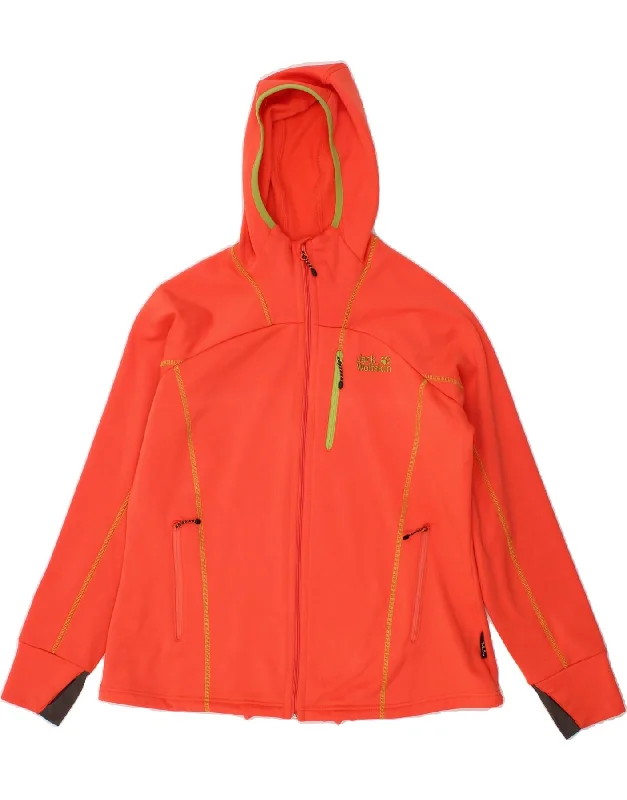 Deal Mania JACK WOLFSKIN Womens Zip Hoodie Sweater UK 18/20 XL Orange Colourblock