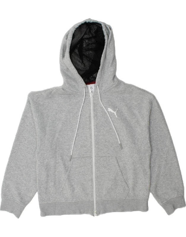Unbeatable Prices PUMA Womens Graphic Zip Hoodie Sweater UK 16 Medium Grey Cotton