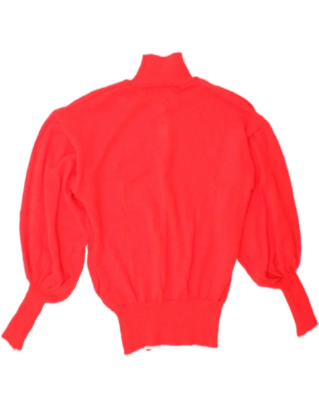 Huge Savings VINTAGE Womens Turtle Neck Jumper Sweater UK 14 Large Red