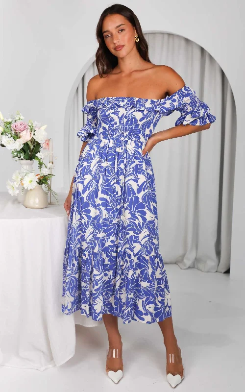 Sale Event Ayesha Midi Dress - Blue Print