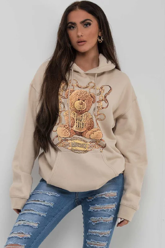 Exclusive Online Offer Mischief Teddy Bear Oversized Hoodie Beige