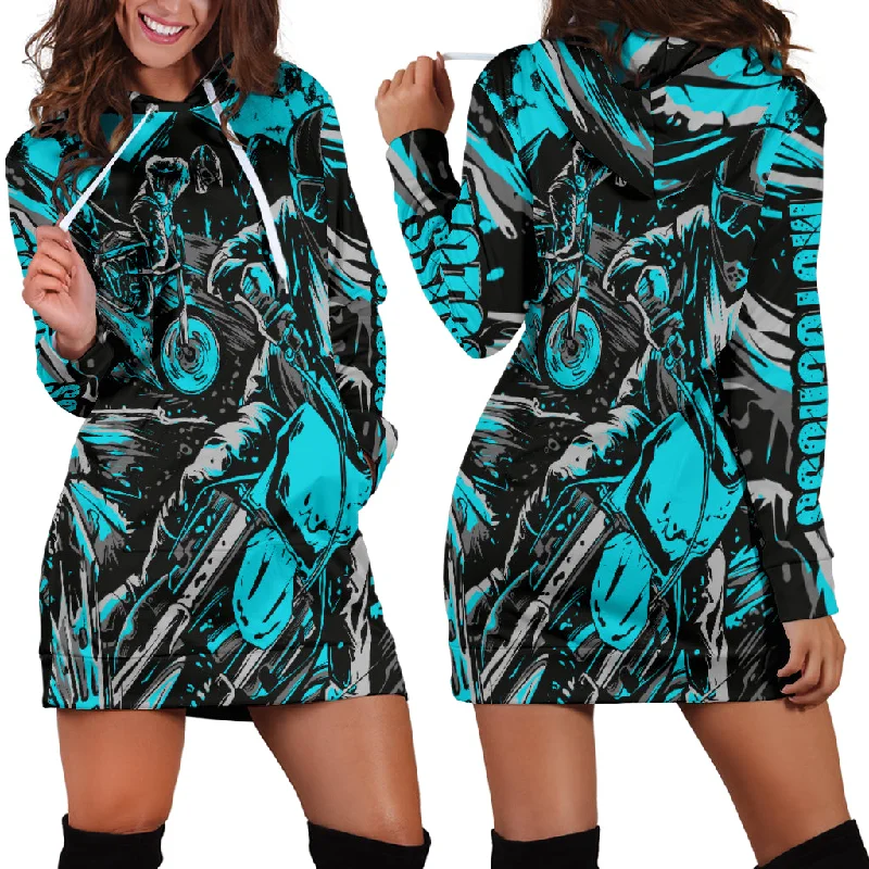 Daily Deals Motocross Hoodie Dress Carolina Blue