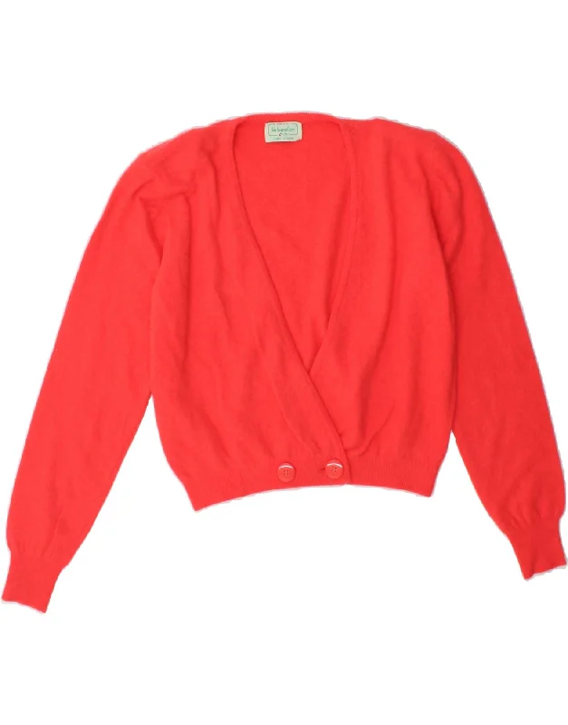 Extra Discounts BENETTON Womens Crop Cardigan Sweater IT 46 Large Red Wool
