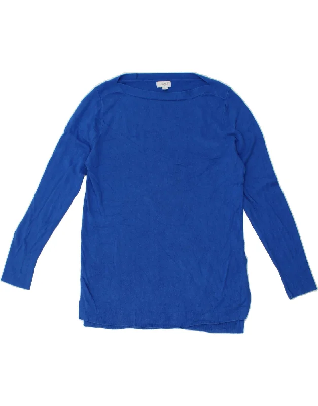 Weekend Deal J. CREW Womens Boat Neck Jumper Sweater UK 10 Small Blue Cotton