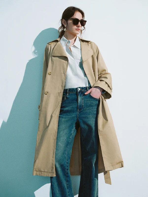 Exclusive Savings Notch Lapel Trench Coat With Belt