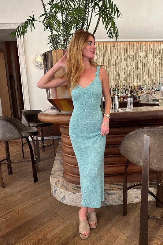 Crazy Deals Cyrus Blue Knit Maxi Dress