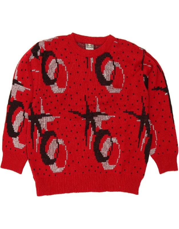 Limited Time Offer VINTAGE Womens Abstract Pattern Crew Neck Jumper Sweater IT 44 Medium Red Limited Time Offer VINTAGE Womens Abstract Pattern Crew Neck Jumper Sweater IT 44 Medium Red