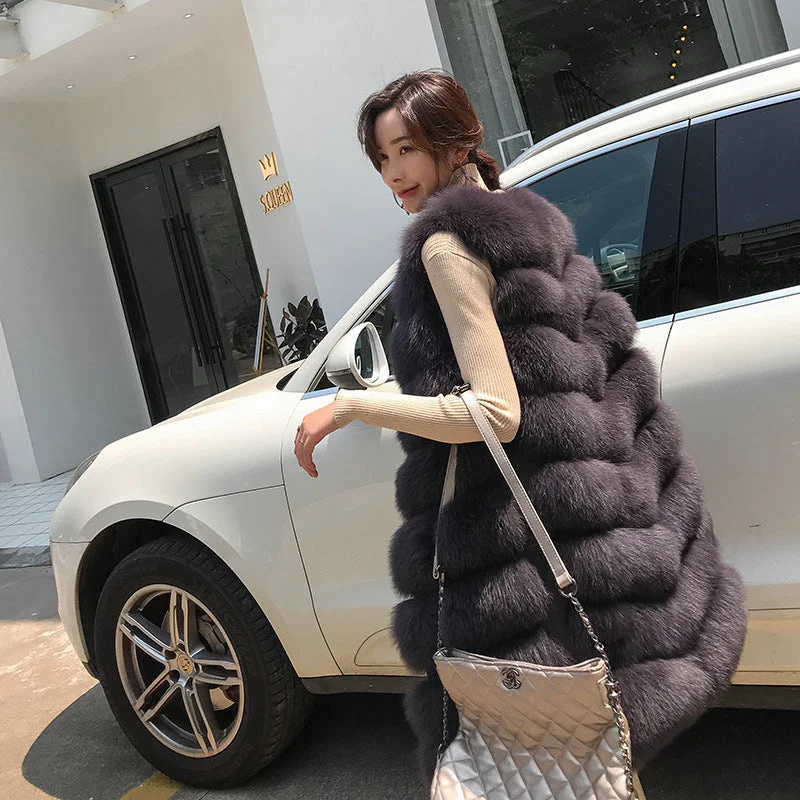 Special Price New style fox fur whole fur coat vest women's long eight-section vest waistcoat 2023 Special Price New style fox fur whole fur coat vest women's long eight-section vest waistcoat 2023
