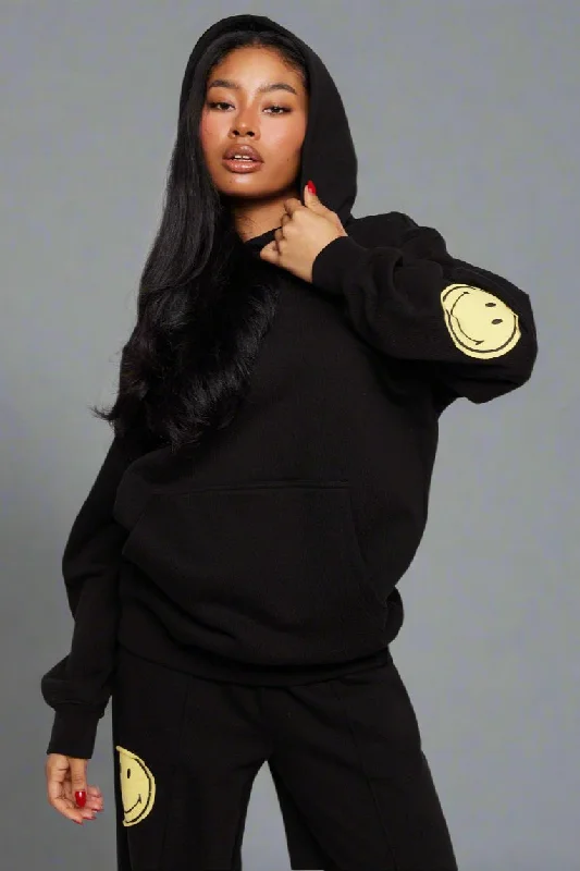 Flash Deals Samii Ryan Smiley® Black Oversized Hoodie