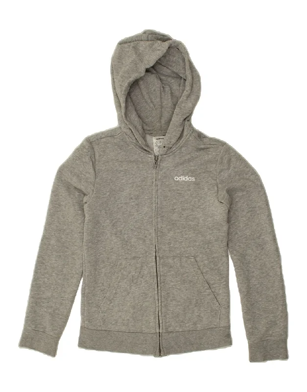 Mega Sale ADIDAS Womens Zip Hoodie Sweater UK 4/6 XS Grey Cotton