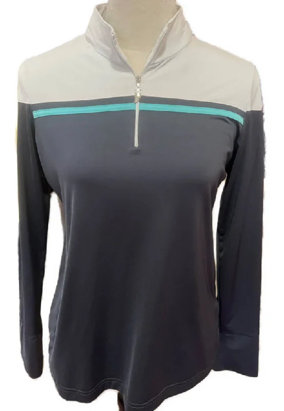Price Drop Alert Sport Haley Gray, White & Blue Women's Golf Pullover Size M MSP$80