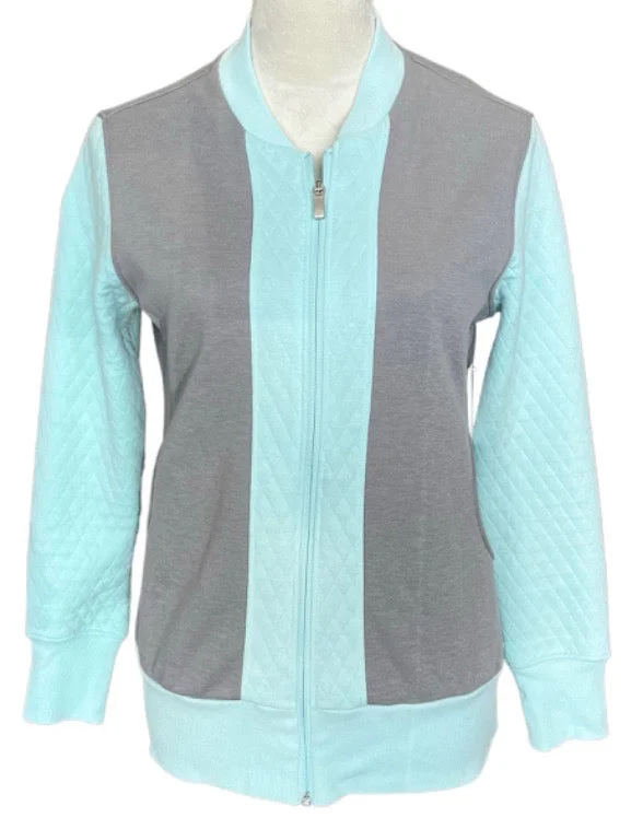 Must-Have Deals Adidas Grey & Light Teal Full-Zip Bomber Style Golf Jacket Size M MSP$70