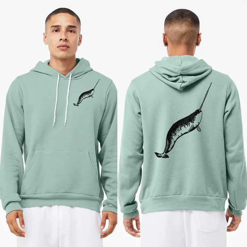 Now or Never Narwhal Whale Ultra Soft Pull Over Sponge Fleece Hoodie