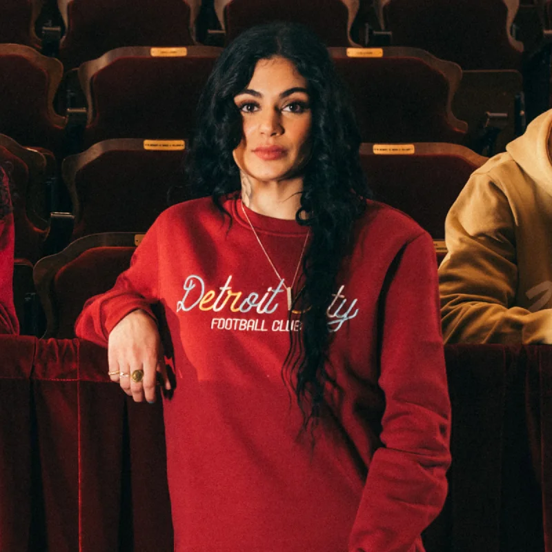 Buy Now DCFC Multicolor Wordmark Crew- Maroon