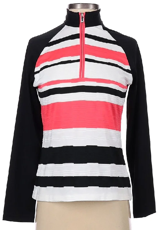 Hurry In Tail White, Black & Red Striped Jacquard Pullover Size XS MSP$96