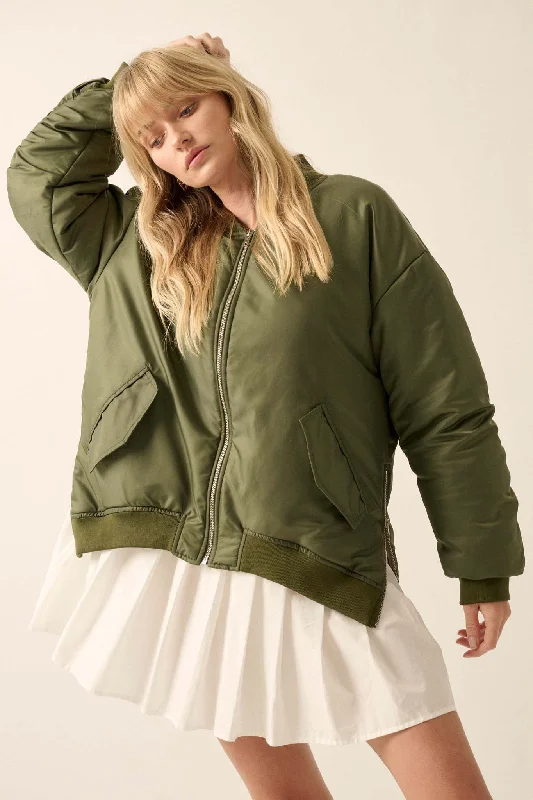 Low Prices Echo Niner Oversized Side-Zip Bomber Jacket
