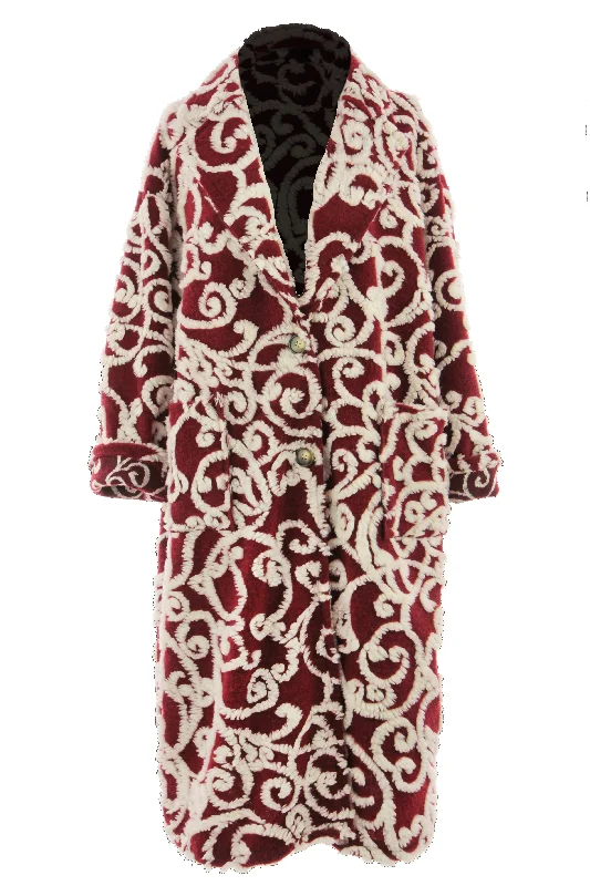Mega Sale Swirl Pattern Wool Coat