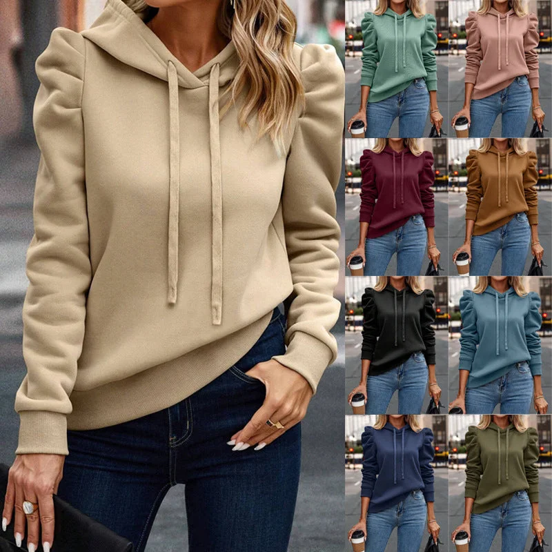 Stock Up and Save Solid Color Long-sleeved Casual Women's Top Sweater warm hoodie Cozy sweatshirt for female