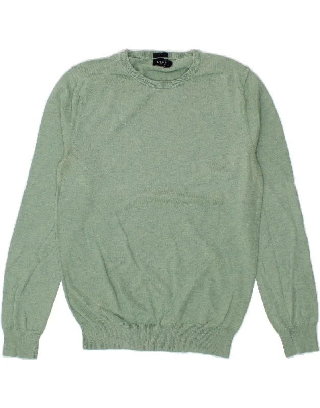 Huge Discounts J. CREW Womens Slim Fit Crew Neck Jumper Sweater UK 14 Medium Green Cotton