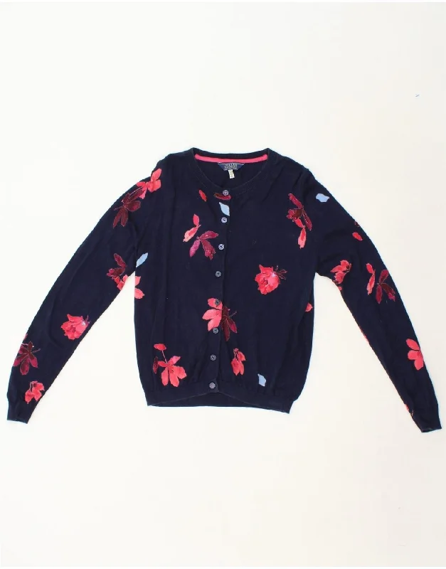 Don't Miss JOULES Womens Cardigan Sweater UK 8 Small  Navy Blue Floral Cotton