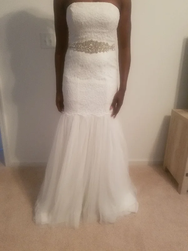 Deal Explosion David's Bridal Galina Strapless Lace Trumpet With Tulle Skirt KP3