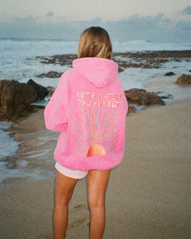 Special Offer "Let's Watch the Sunset" Oversized Lux Hoodie in Vintage Washed Pink