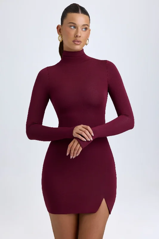 Buy Now Modal Turtleneck Mini Dress in Wine Red