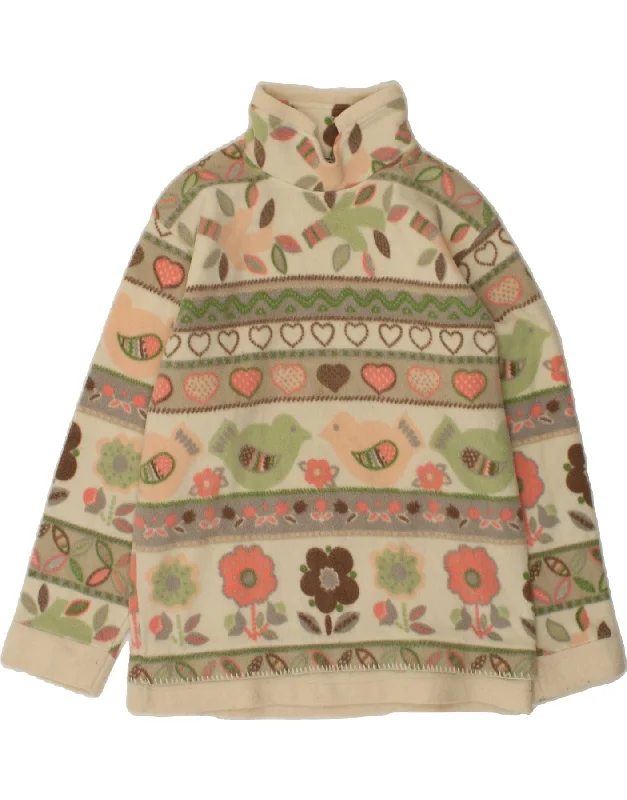 Limited Availability ROSE AND CROWN Womens Fleece Jumper UK 10 Small Beige Fair Isle Polyester