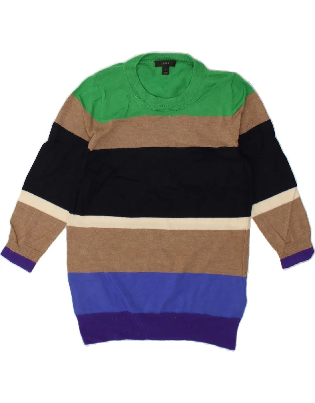 Price Reduction J. CREW Womens Crew Neck Jumper Sweater UK 12 Medium Multicoloured Striped