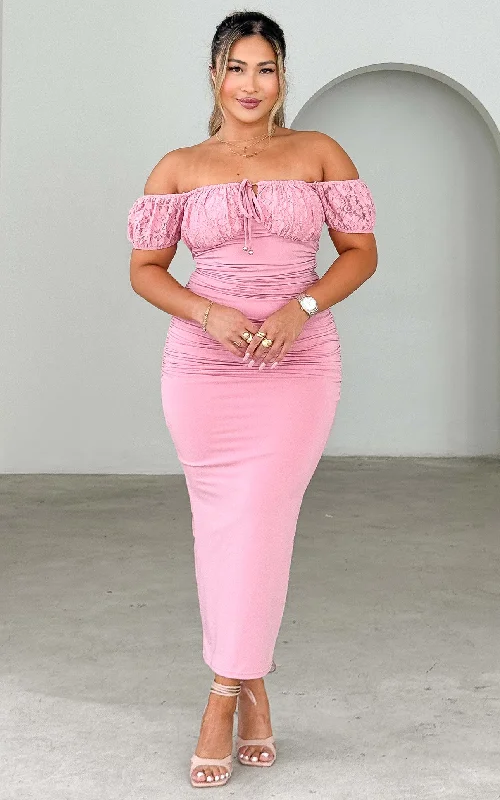 Don’t Miss Out Lelanie Midi Dress - Pink