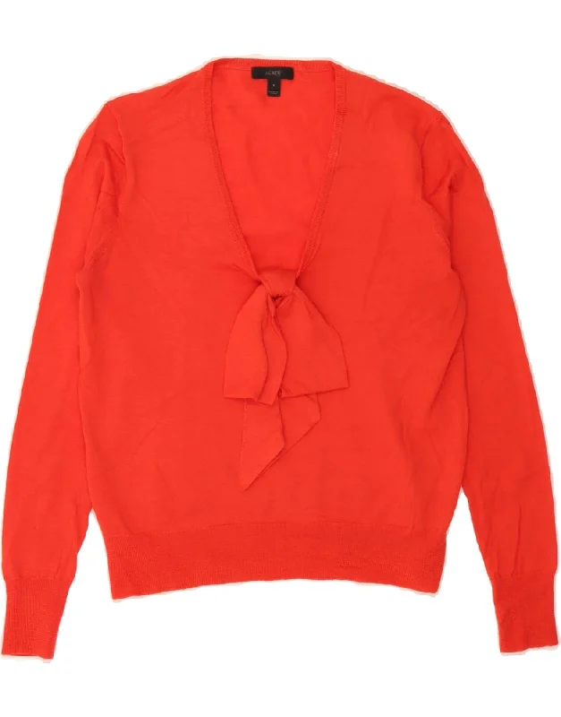 Discount Extravaganza J. CREW Womens Oversized V-Neck Jumper Sweater UK 10 Small Orange Cotton
