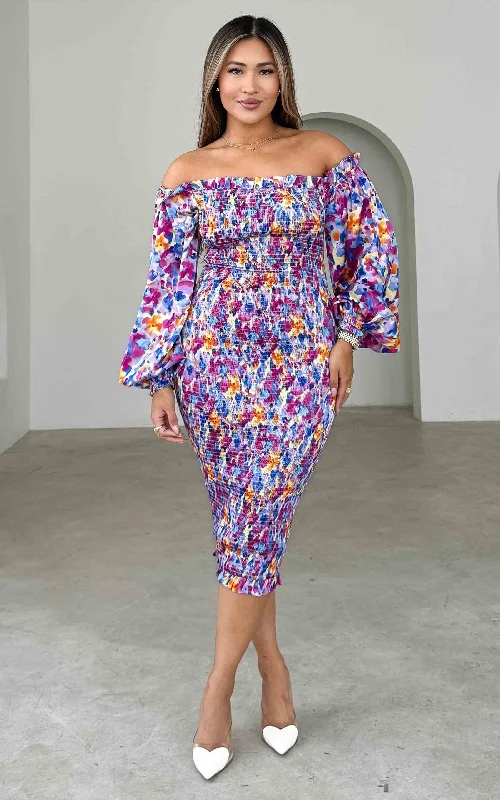 Sale Event Alicia Midi Dress - Purple Multi Floral
